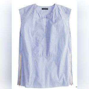 J. Crew Sleeveless Side-Zip Top in Stripe Shirt